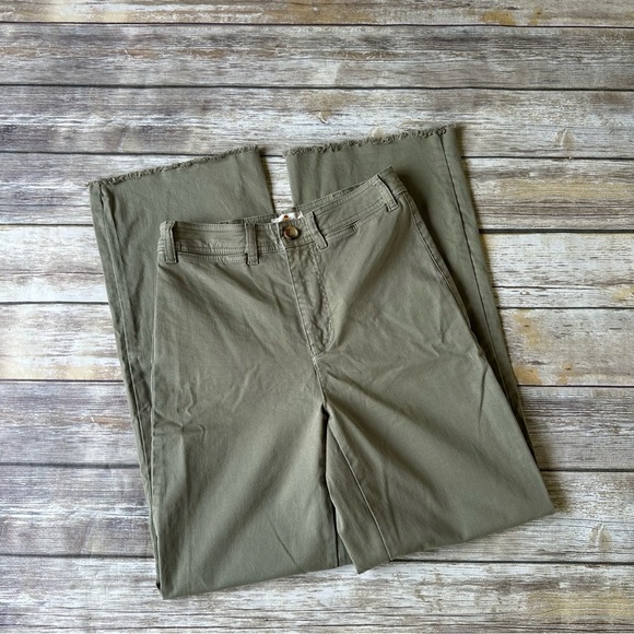 New NWOT Marine Layer Bridget High Waist Raw Hem Wide Leg Pants Sz 8 Green - Picture 5 of 12
